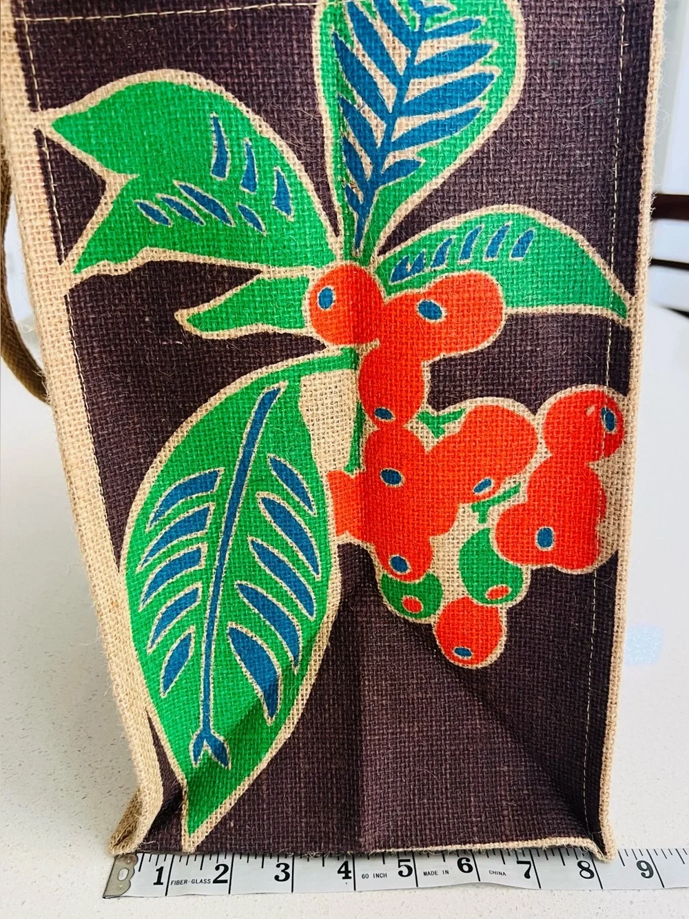1967 Natural Jute Tote Bag - Rustic Brown
